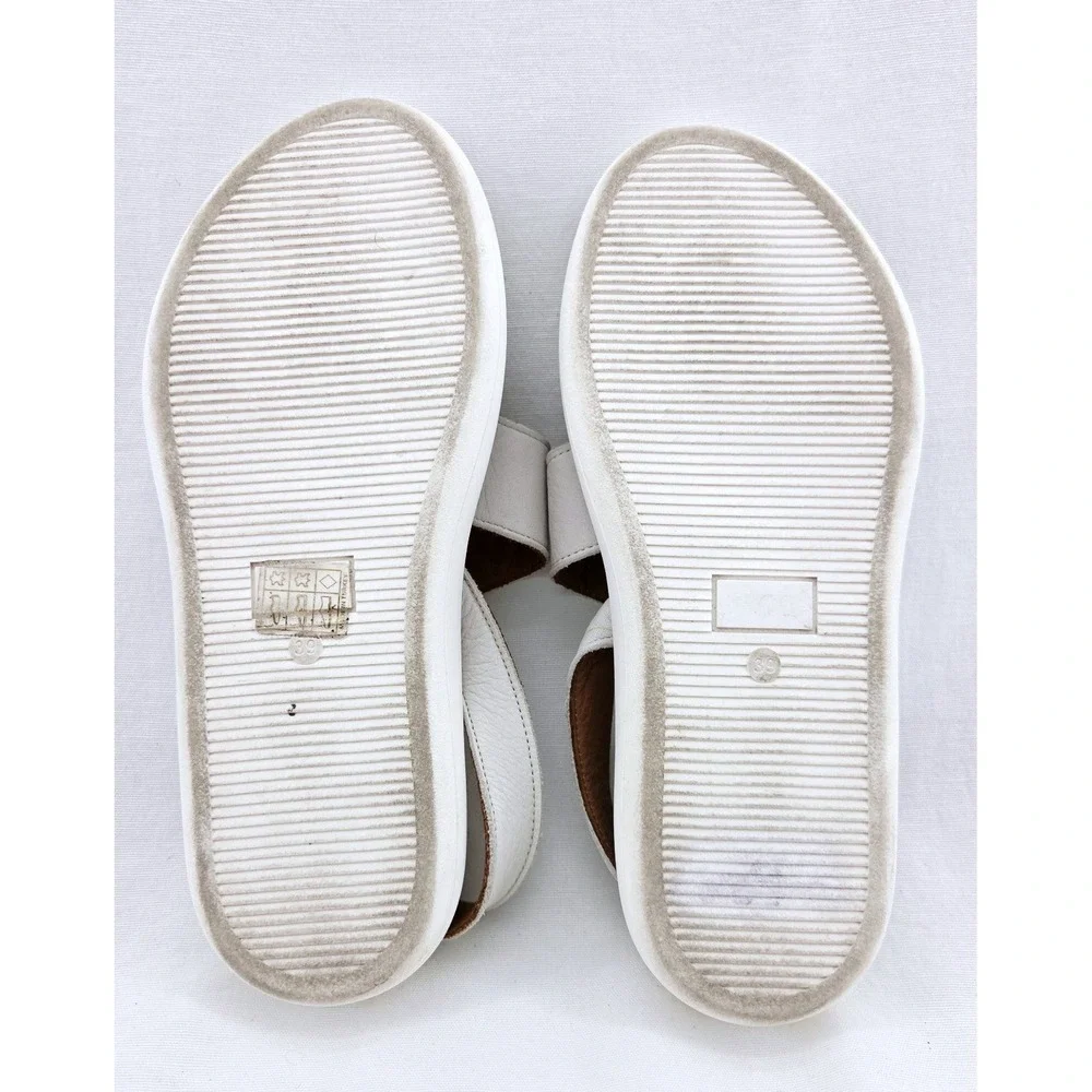 Bueno White Leather Slingback Sandals Womens - Size 8